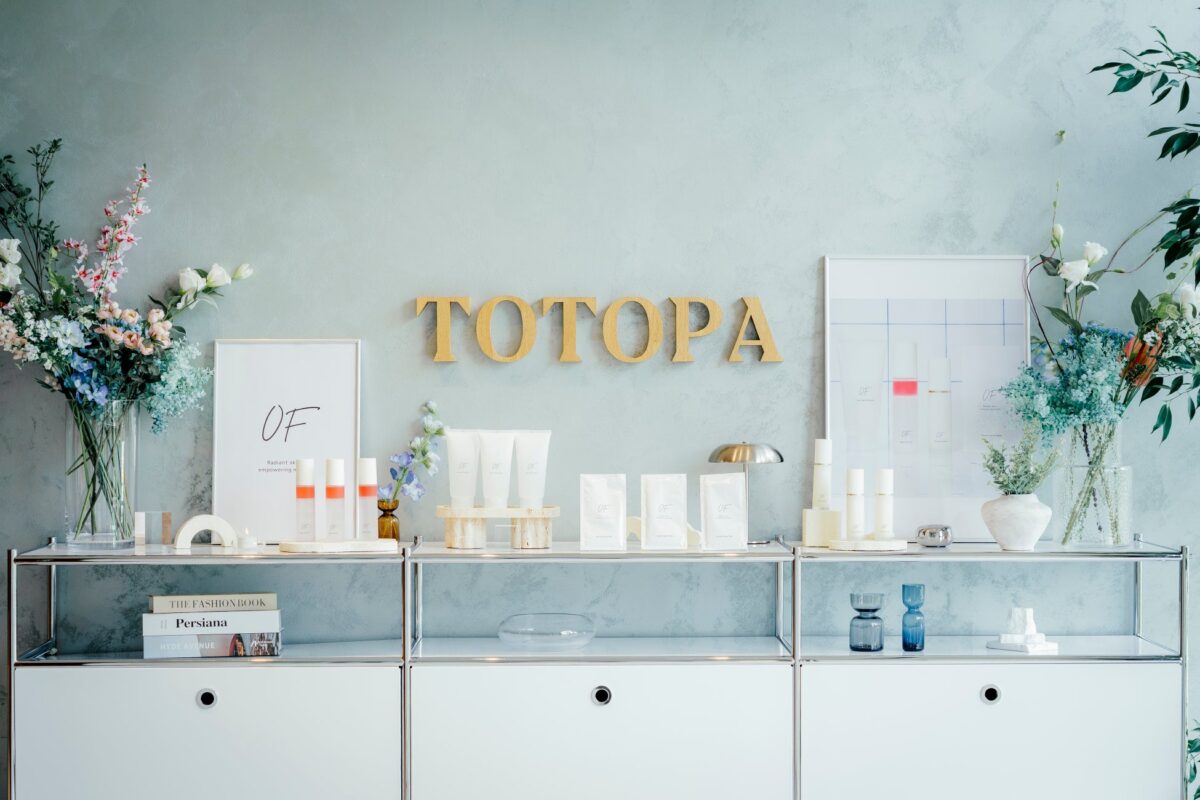 TOTOPA館内に設けられたOFのスキンケア商品展示